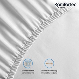 Komfortec Jersey Fitted Sheet 180 x 200 cm, 100% Cotton, White