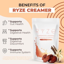 RYZE SUPERFOODS RYZE n Shine Bundle, USDA Organic Mushroom Medium Roast Coffee + Probiotic Coffee Creamer with 6 Adaptogenic Mushrooms for Better Energy, Focus, Digestion, Immunity, 30 + 30 Servings