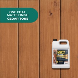 DEFY Ultra Semi-Transparent Outdoor Wood Stain and Sealer in One – Cedar Tone, 1 Gallon, Deck Stain and Sealer | Rich Color and Satin Sheen for All Wood Types
