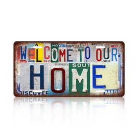 Vintage Welcome License Plate welcome to our home Wall Decor Metal Tin Sign For Bar Home 12 x 6 Inches