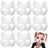 Cat Mask 15pcs Unpainted Paper Animal Mask DIY Paintable Fox