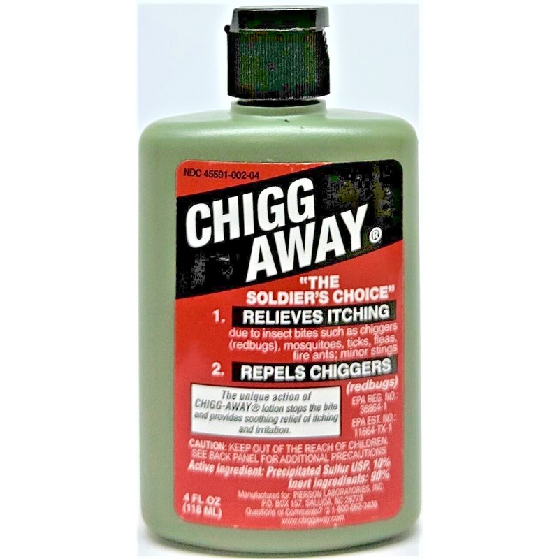 CHIGG-AWAY LOTION 4OZ RELIEVES ITCHING, REPELS CHIGGERS MOSQUITOES TICKS FLEAS