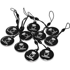 Timeskey NFC Tag 10 NFC Keyfob Ntag215 Chip 504 Bytes Memory/Compatible with Amiibo Tagmo/Classic Black/NFC Tags Crystalline Resin Material