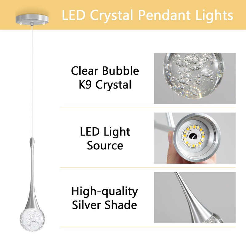 cenzoz Modern Pendant Lights for Kitchen Island LED Dimmable Crystal