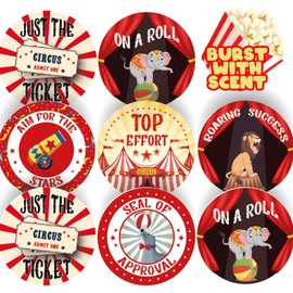 120 Popcorn Circus 30mm Scented Reward Stickers for Teachers, Parents and Party Bags