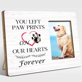 EWDMOUK Pet Memorial Gifts for Dogs,Sympathy Gift for Loss of Dog,Remembrance Gifts for Loss of Dog,You Left Paw Prints on Our Hearts Forever Wood Picture Frame