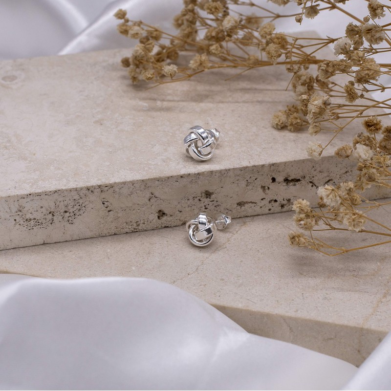 Tuscany Silver Large Polished Knot Stud Earrings