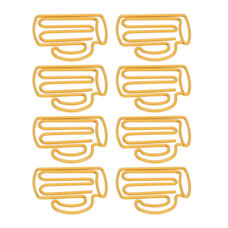 100Pcs Cute Paper Clips Yellow Cup Style Strong Metal Exquisite