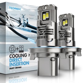 TECHMAX H13/9008 Bulbs, 800% Brightness 6500K Xenon White, H13 Fog Light Bulbs with 16000PRM Cooling Fan, Pack of 2