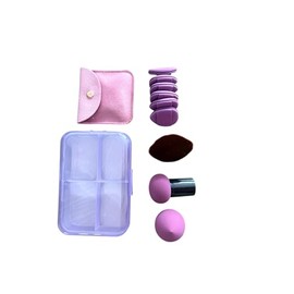 Set de 9 Esponjas de Maquillaje con Caja, Incluye 1 Cepillo, 1 Esponjas grande, 6 esponjas pequeñas, 1 esponja con mango + 1 set de aretes gratis. Col