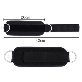 Double D-ring Ankle Cuff Straps Adjustable Leg Weight Wrist Belt for Cable Machine Attachment, 1Pair (Black)