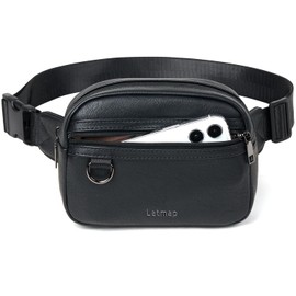 LATMAP 3L Bumbags for Ladies, Fanny Pack for Women 4-Zipper Waist Bag Women PU Leather Fashion Dog Walking Bags Waterproof Cross Body Sling Bag for Travel, Sport