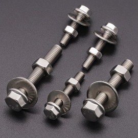 （10 Sets M8-1.25 x 16mm Flanged Hex Bolts with Hex Nut DIN934 and Extra Large Flat Washer DIN9021, Stainless Steel 304 (18/8), Full Thread, Serrated Flanged Washer Hexagon Head