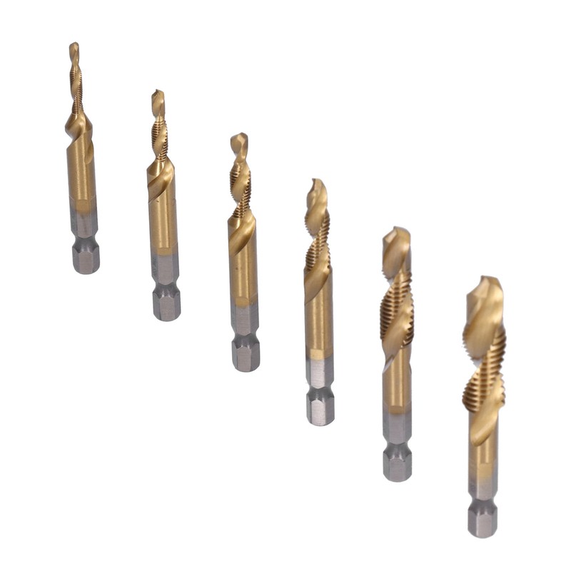 6Pcs Hex Shank Drill High Speed Steel Tap Chamfer Spiral