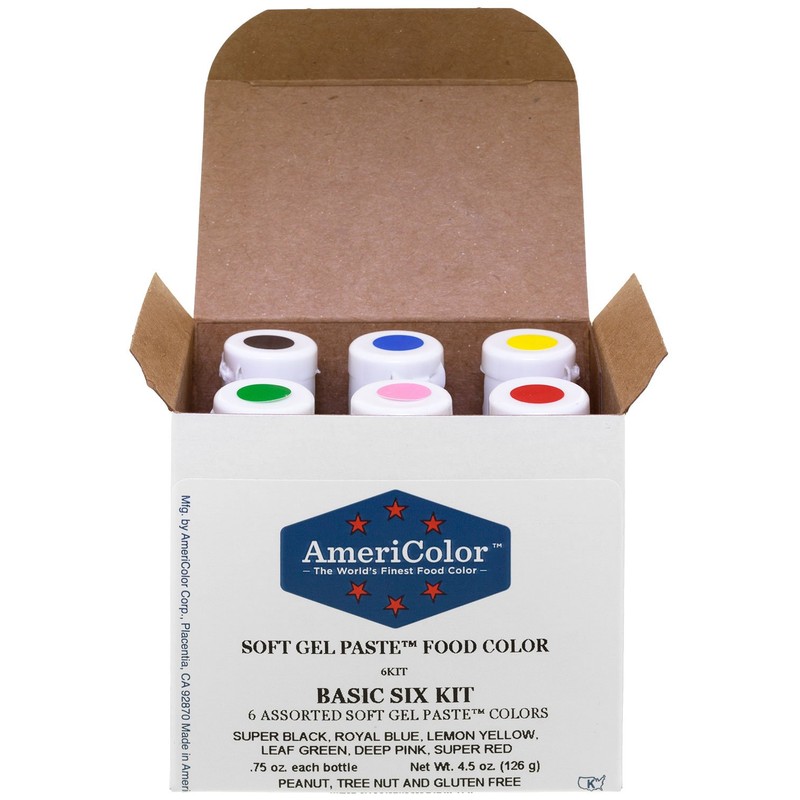 AmeriColor Basic Six Kit Soft Gel Paste Food Color, 0.75