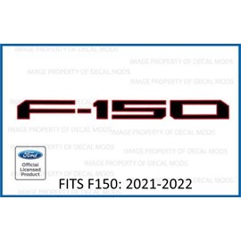 Decal Mods Tailgate Insert Decals Letters Inlays Indent Stickers (Thin Decal, NOT Raised Letters) for Ford F150 (2021-2024) RED Outline - FBRO | FG1T4