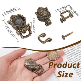 NBEADS European Buckles Brass 4.5 x 2.3 x 1.35 cm Antique Bronze Bracelet Buckles Bear Head Pendant for EDC Braided Rope Pendant Buckle Key Ring Hole: 1.1 x 0.65 cm, bronze