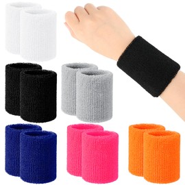Meng Jiaran 12Pcs Sweat Band,6 Pair Colourful Wristbands 8 * 8cm Elastic Sweatbands for Tennis Basketball Football Running Gym