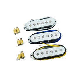 Guyker Alnico 5 Single Coil Pickups, SSS Guitar Neck Middle Bridge Pickup Set Electric Guitar Replacements Parts (SPFA5, White)