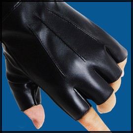 White Fang NT253 Gloves, Gloves, Leather, Fingerless, Gold, Silver, Rock Punk, Black