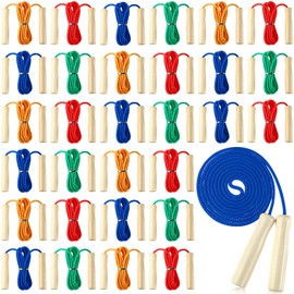 Sonwyoung 30 Pack Jumping Rope Bulk with Wooden Handles 8.53 Ft Adjustable Long Skipping Rope for Multiplayer Double Dutch Jump Rope for Kids Adults Exercise Outdoor Fun School Sport Game Gift