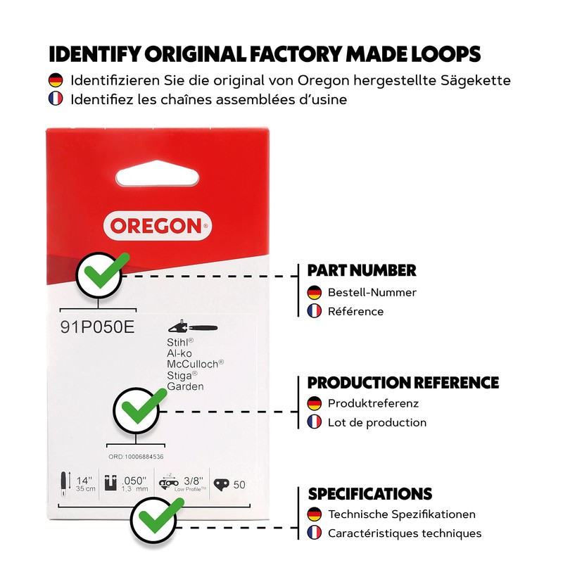 Oregon Chainsaw Chain for 14-Inch (35 cm) Bar -50 Drive