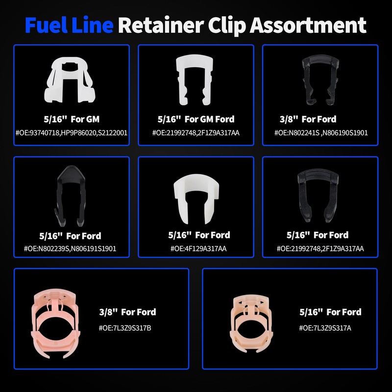OXCANO 80Pcs Fuel Line Retainer Clips Assortment Kit, 8 Popular