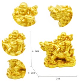 Buddha Statue Hotei-san Seven Lucky Gods Object Interior Dragon Turtle Seated Hotei-like Figurine Hotei Maitreya Bodhisattva Buddha Statue Prosperous Business Money Fortune Good Fortune Good Luck Feng