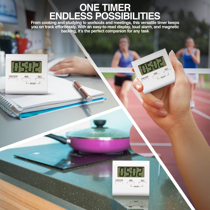 Digital Kitchen Timer Magnetic Backing Stand, Loud Alarm Timers with