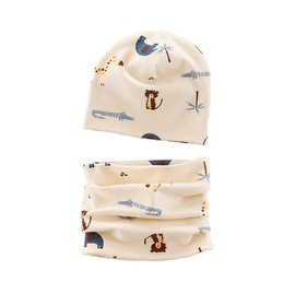 MAKFORT Children's Loop with Beanie Hat, Baby Scarves, Cotton Scarves, Winter Loop Scarf for Boys and Girls, b
