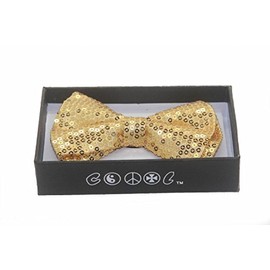 New Tuxedo Classic Bowtie Sequin Neckwear Adjustable Unisex, Gold, Size One Size