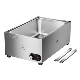 1200W Electric Steam Table Food Warmer, Bain Marie 86~185°F Adjustable Temp, Countertop Stainless Steel Buffet Steam, Commercial Food Steamer for Catering Restaurant Buffet