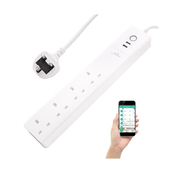 Smart Power Strip USB Wi-Fi Surge Protector Extension Lead, Voice Control Compatible with Alexa&Google Assistant, Family Sharing Smart Home, APP Individual Remotelty Control,Timer Schedule