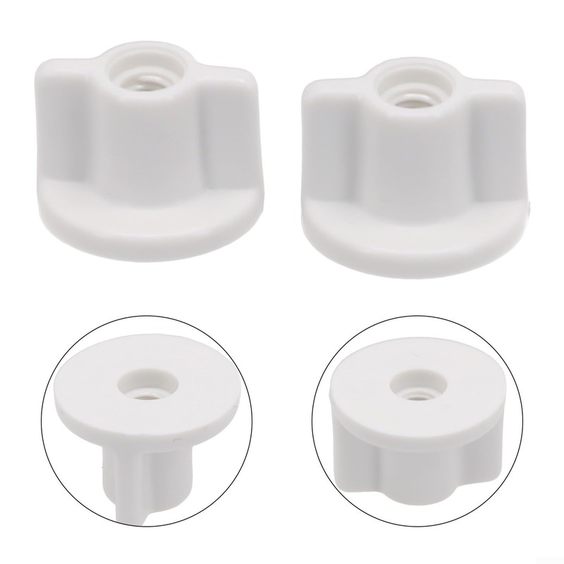 2 x RELIABLE 6MM TOILET LID SCREW NUTS - WHITE