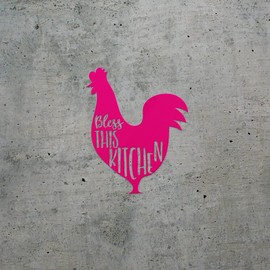 Transparent Decal Stickers of Chicken Bless This Kitchen (Pink) Premium Waterproof Vinyl Decal Stickers for Laptop Phone Accessory Helmet Car Window Mug Tuber Cup Door Wall Deco ANDSKUSf74595PI090622