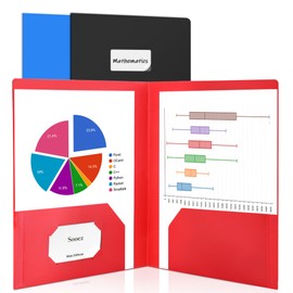 Sooez 3 Pack 2-Pocket Folders with Labels, Heavy Duty Plastic Folders with Pockets, Plastic Pocket Folders with Business Card Slot, Letter Size Poly File Folders for Documents, Colored School Folders