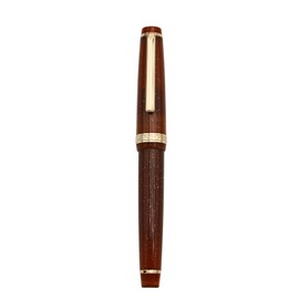 JINHAO 82 Fountain Pen - Acrylic Material Pen Barrel, Iridium Medium Nib with Ink Converter Smooth Writing Pen Classic Design Transparent Coffee Fluorescent (Gold Trim, M)