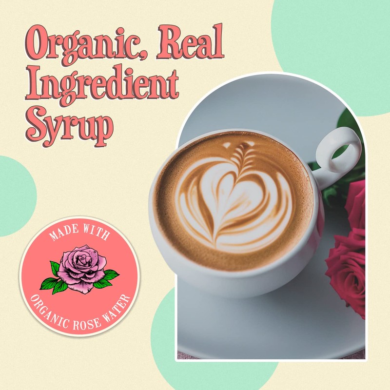 Wäbry Organic Rose Syrup – 16.4oz (468g), Natural Coffee Syrup,