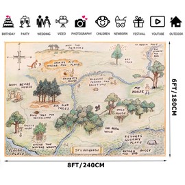 Alltten 8x6FT 100 Acre Woods Bear Backdrop Children Baby Shower Cartoon Photography Background Baby Shower Photo Booth Studio Props Boys Girls Happy Birthday Party Banner Decoration F13 Yellow