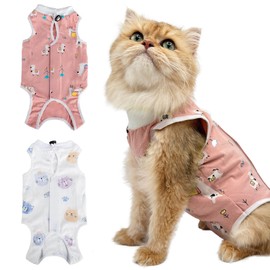 2 Pieces Recovery Suit Recovery Suit Clothing, Pet Protection Clothing for Cats, Surgical Recovery Suit Cat Recovery Suit, Surgical Recovery Suits for Cats (Sheep + Cats, L)