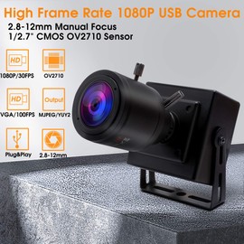 Svpro Manual Zoom USB Camera 2.8-12 mm Varifocus Lens 1080P FHD USB Webcam, 2MP High Frame Rate 100pfs VGA Mini Camera USB 2.0 Portable USB Camera with UVC Plug & Play for Android Linux Windows Mac