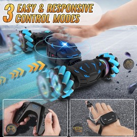Pristar Remote Control Car Hand Gesture Controlled Car, 1:14 RC Stunt Car 360° Rotation 3 Control Methods 2.4 GHz Toy Car Drift Glove Controlled Car Gift for Kids Boy Age 5 6 7 8 9 10