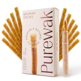 Palillos Miswak, 100% Natural Miswak, Blanquea Naturalmente, Refresca la Respiración, Palillos Miswak, Palillos Tradicionales de Limpieza Dental, Suministro para 3 Meses, 1 Paquete, 12