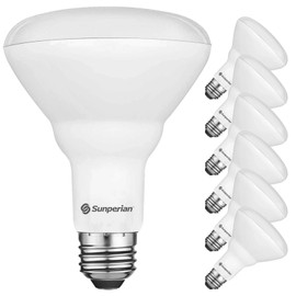 SUNPERIAN 6 Pack BR30 LED Bulb, 8.5W=65W, 5000K Daylight, 800 Lumens, Dimmable Flood Light Bulbs for Recessed Cans, Enclosed Fixture Rated, Damp Rated, UL Listed, E26 Standard Base