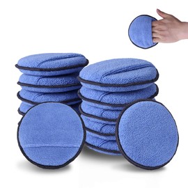 WORKPRO 12-Pack Car Wax Applicator Pads with Finger Pocket, Microfiber Soft Foam Polishing Pads for Car Detailing & Cleaning, Lint-Free, High Resilience