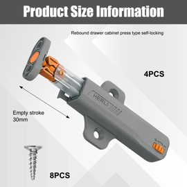 ExcellaElite Push to Open Door Catches 4 Pack Push to Open Latch, Push Latch with Strong 30n Spring, Push to Open Door Catches Heavy Duty for Kitchen, Closet Closing Wardrobe, Rvs, and Boats