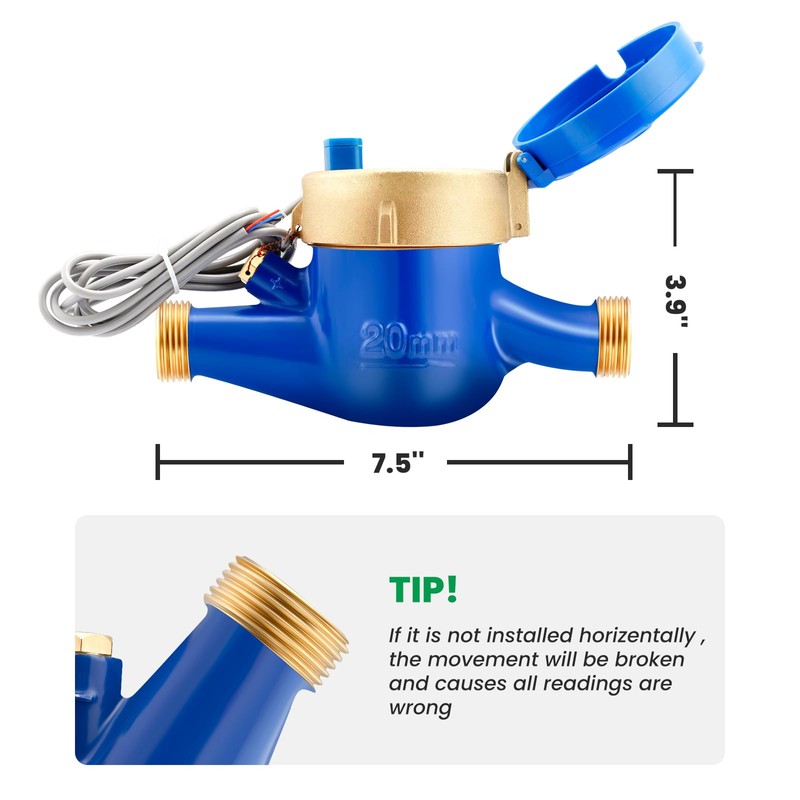 Watflow DN20 Water Meter 3/4" NPT, ISO 4064 Certification Cubic