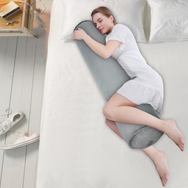 47inch Inflatable Long Bolster Body Pillow for Adults,Travel Body Pillow Hug Pillow for Bed,Body Pillow for pregnant,Round Cervical Roll Cylinder Bolster Body Pillow for Hugging Sleeping,Back etc.