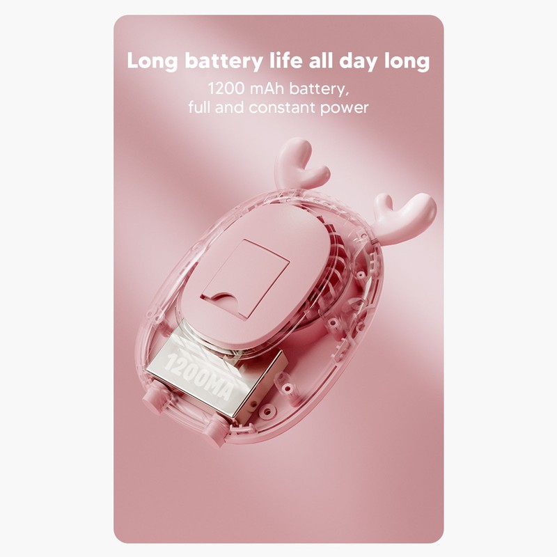 Portable Neck Fan Cute Pet Multifunction 3 Speeds Low Noise