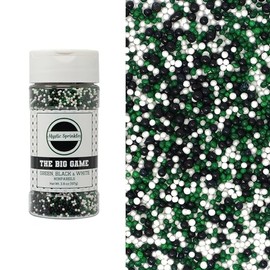 Mystic Sprinkles The Big Game Nonpareil Mix 3.8oz Bottles (Green, Black & White)